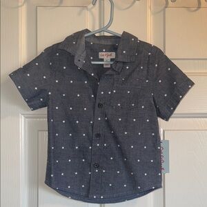 Cat & Jack Navy Star Print Kids Button-Down Shirt